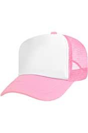 pink and white hat