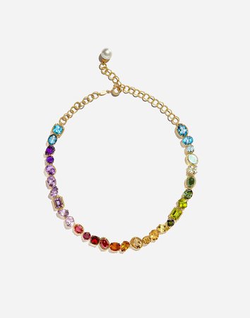 Women's Jewellery | Dolce&Gabbana - NECKLACE WITH MULTI-COLORED GEMS