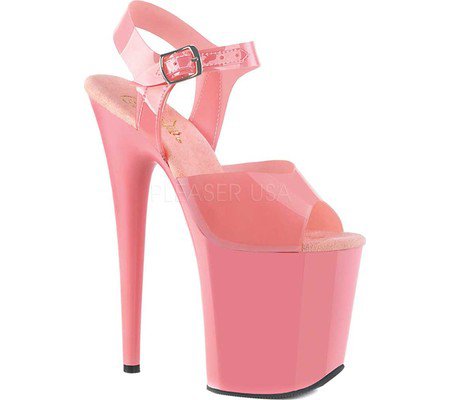 Womens Pleaser Flamingo 808N Heeled Sandal - Baby Pink Jelly TPU/Baby Pink - FREE Shipping & Exchanges