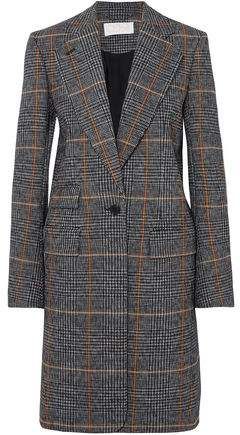 Checked Houndstooth Woven Coat