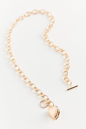 Heart Locket Chain Toggle Necklace | Urban Outfitters