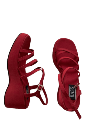 Vintage Red Strappy Platform Sandals
