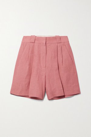 Midday Sun Pleated Linen Shorts - Pink