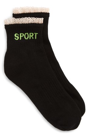 Sandy Liang Frill Sport Socks | black