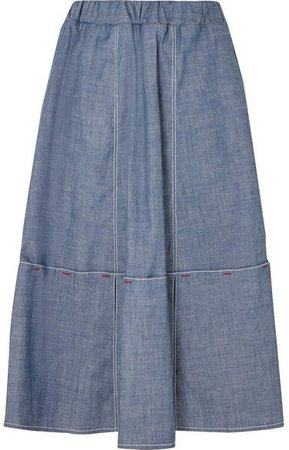 Cotton-blend Chambray Skirt - Gray