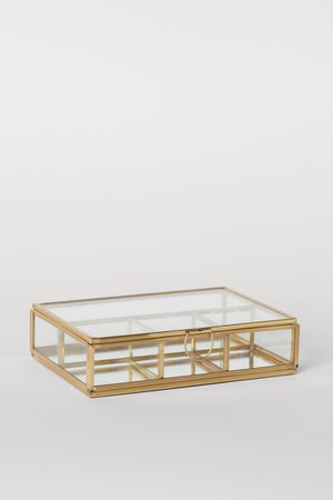 Шкатулка из прозрачного стекла - Золотистый - HOME | H&M RU