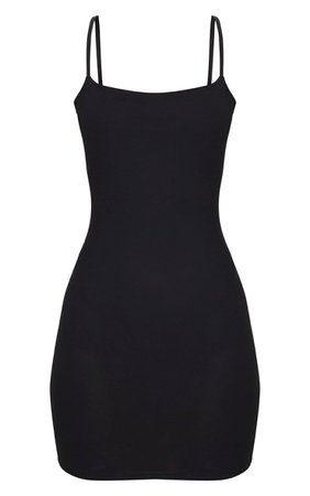 Black Strappy Straight Neck Bodycon Dress | PrettyLittleThing USA