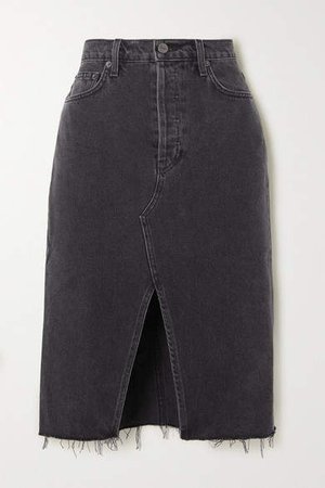 Distressed Denim Skirt - Dark gray
