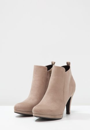 Taupe suede heeled booties