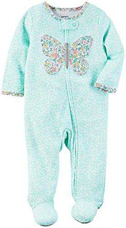 Amazon.com: Carter's Baby Girls' "Floral Butterfly Split" Footed Coverall - turquoise,: Baby