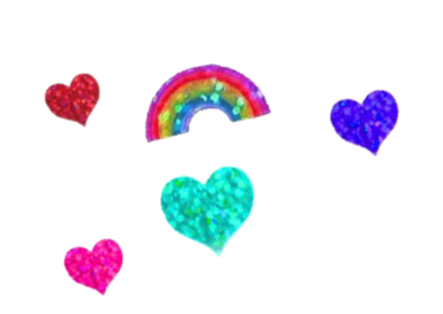 Glitter Stickers PNG rainbow and hearts