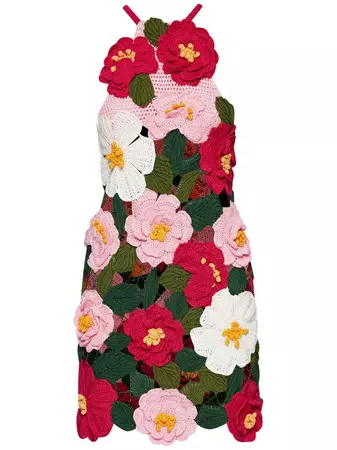 Oscar De La Renta Camellia crochet-knit Halterneck Minidress - Farfetch