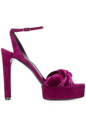 Purple Casadei Twisted Strap Heeled Sandals | Farfetch.com