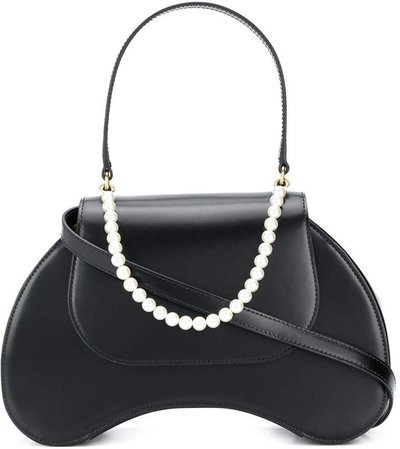 Bean faux pearl-embellished top-handle bag