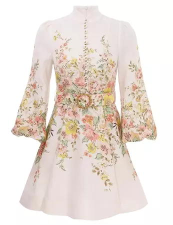 Matchmaker Buttoned Mini Dress Ivory/Coral Floral Online | Zimmermann