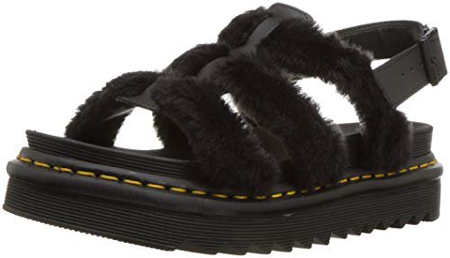 Amazon.com | Dr. Martens Women's Yelena Fluffy Fisherman Sandal Black 8 Medium UK (10 US) | Shoes
