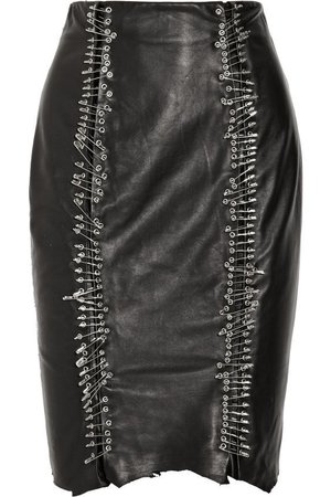 leather safety pin skirt