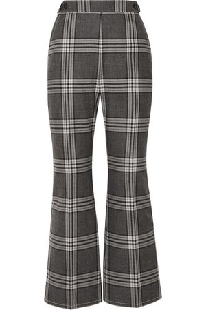 Marni | Cropped checked wool flared pants | NET-A-PORTER.COM
