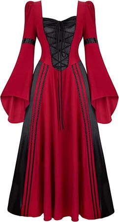 Amazon.com: Unigait Renaissance Dress Women Medieval Dress Costume Renaissance Faire Dress Medieval Queen Dress Wine Red and Black S : Clothing, Shoes & Jewelry