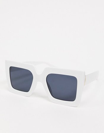 SVNX large square sunglasses in white with smoke lens | ASOS