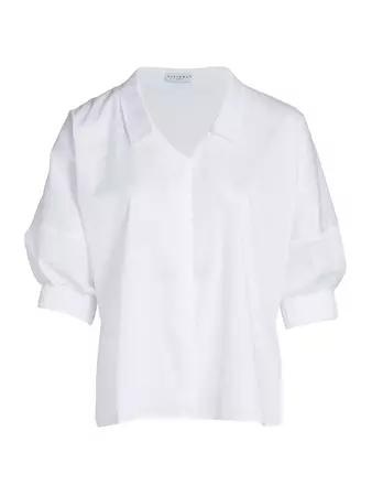 Shop Harshman Novia Puff-Sleeve Cotton Blouse | Saks Fifth Avenue