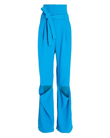 A.W.A.K.E. Mode Cut-Out Pleated Straight-Leg Pants In Blue | INTERMIX®