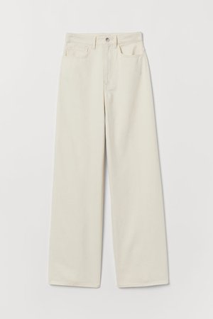 Wide-leg Twill Pants - Cream - Ladies | H&M US