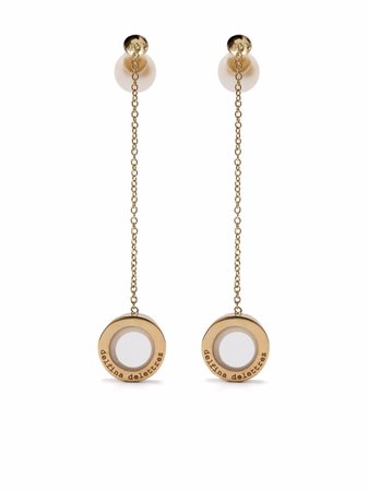 Shop Delfina Delettrez 18kt yellow gold pearl Sonic earpod earrings with Express Delivery - FARFETCH