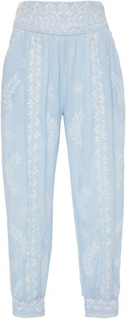 Embroidered Cotton Lounge Pants