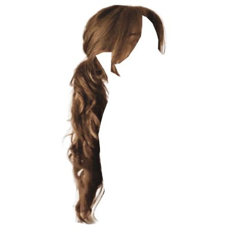 long wavy brown hair low ponytail curtain bangs