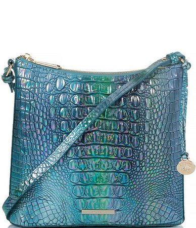 BRAHMIN Melbourne Collection Katie Crocodile-Embossed Leather Crossbody Bag