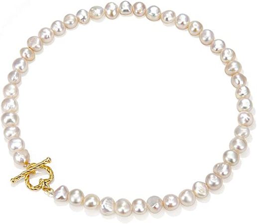 Amazon.com: Pearl Necklace for Women Handpicked 8mm Pearls Choker Necklace with Gold Love Heart Clasp for Women Necklace: Clothing, Shoes & Jewelry