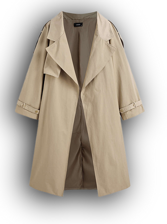 Cider plus size  Solid Collar Trench Coat With Belt Curve & Plus