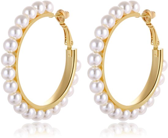 hoops pearls earrings - Google Search