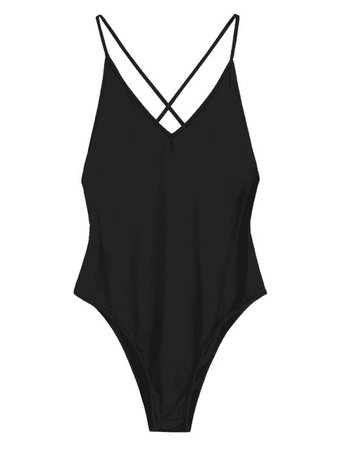 Knitted Sleeveless Criss Cross Bodysuit - Black S
