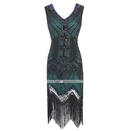 The Great Gatsby Charleston Vintage 1920s Flapper Dress Cocktail Dress Ball Gown Women's Sequins Tassel Sequin Costume Black / Golden / Golden+Black Vintage Cosplay Party Homecoming Prom Sleeveless 6419856 2020 – R$181,45