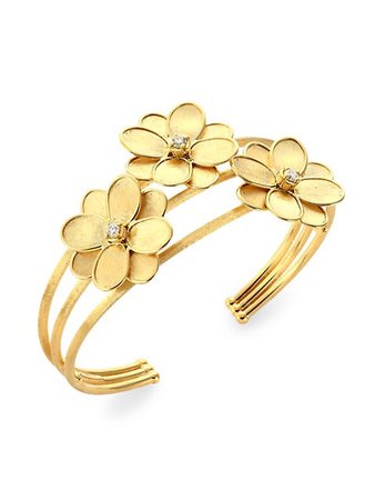 Marco Bicego Petali 18K Yellow Gold & Diamond Flower Bracelet | SaksFifthAvenue