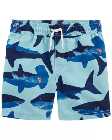 Toddler Blue Carter's Shark Swim Trunks | carters.com
