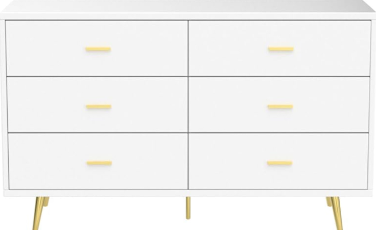 gold and white dresser