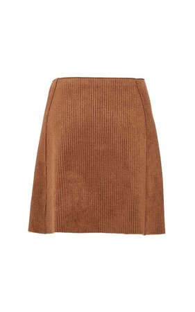 Brown Velvet Ribbed Skirt