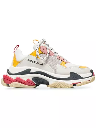 Balenciaga white, Pink And Yellow Triple s Leather Sneakers - Farfetch