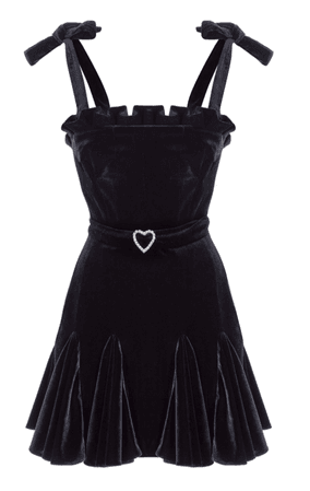 black velvet dress with heart belt
