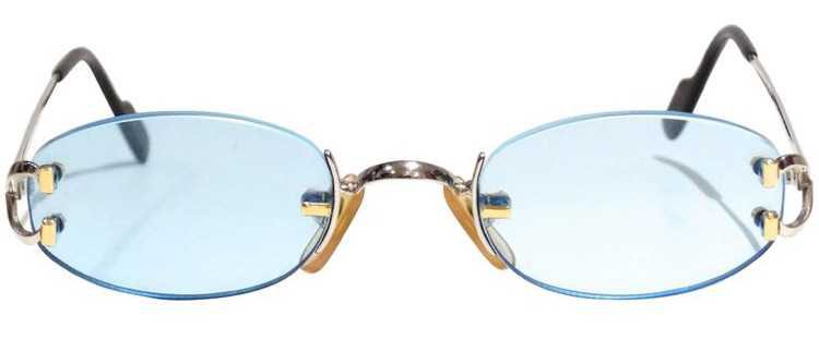 Cartier 1990s rimless blue lens sunglasses