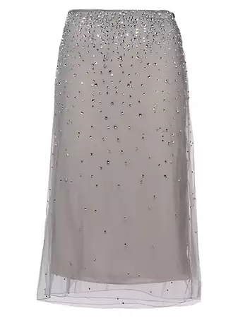 Shop Prada Crystal-Studded Tulle Midi-Skirt | Saks Fifth Avenue