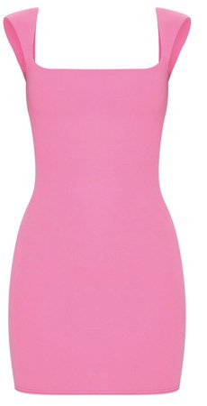 Hot Pink Sleeveless Square Neck Bodycon Dress