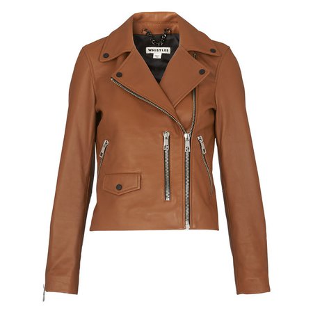 Agnes Leather Biker Jacket, Brown | WHISTLES