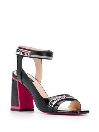 Pinko pink trim block heel sandals