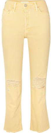 The Tomcat Cropped Distressed High-rise Straight-leg Jeans - Pastel yellow