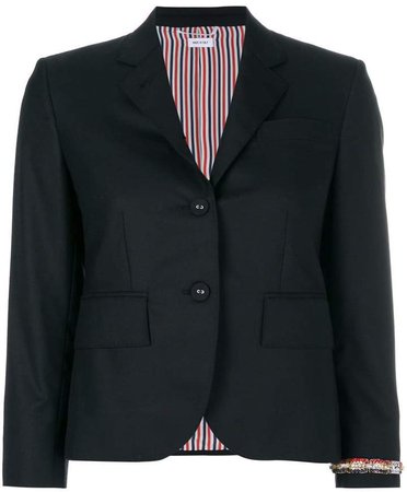 Classic Single Breasted Sport Coat With Wristwatch Applique & Combo Lapel In Super 120’s Twill