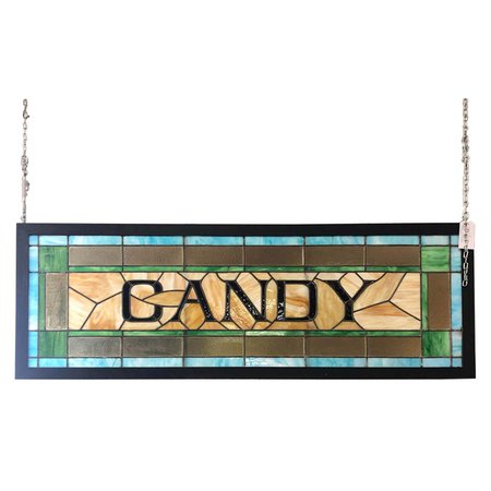 Antique Candy Stained Glass Sign For Sale at 1stDibs